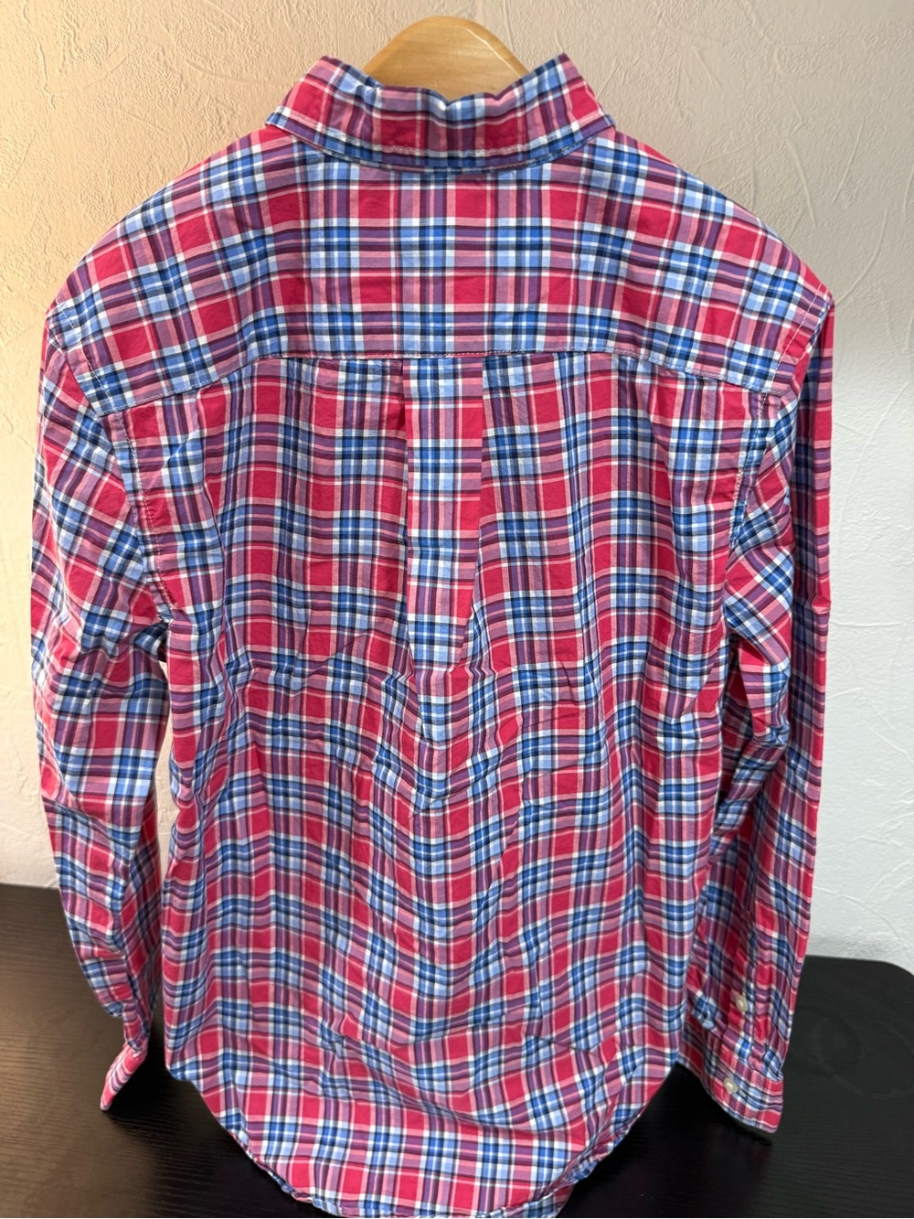 Ralph Lauren Boys L 14-16 Plaid Button Down Shirt Red Blue Cotton Pony Logo - Picture 2 of 10